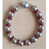 Perlen Armband grau/rot