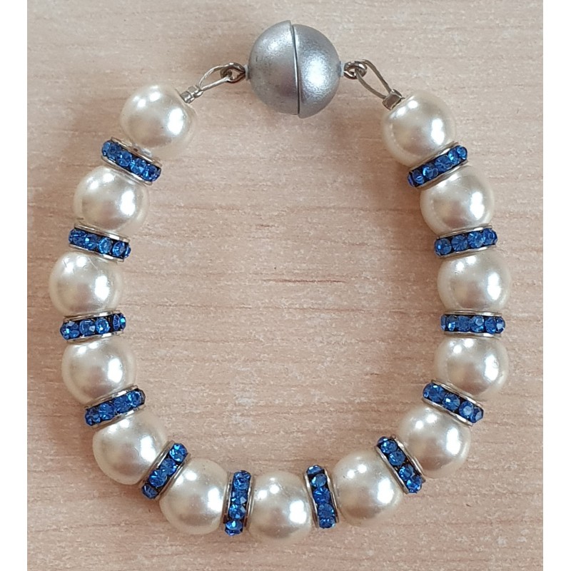 Perlen Armband weiss/blau