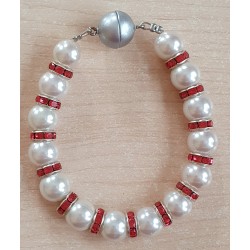 Perlen Armband weiss/corall