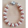 Perlen Armband weiss/corall