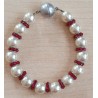 Perlen Armband weiss/rot