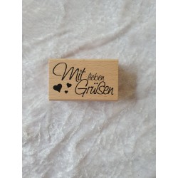 Holz Stempel Mit lieben Grüssen