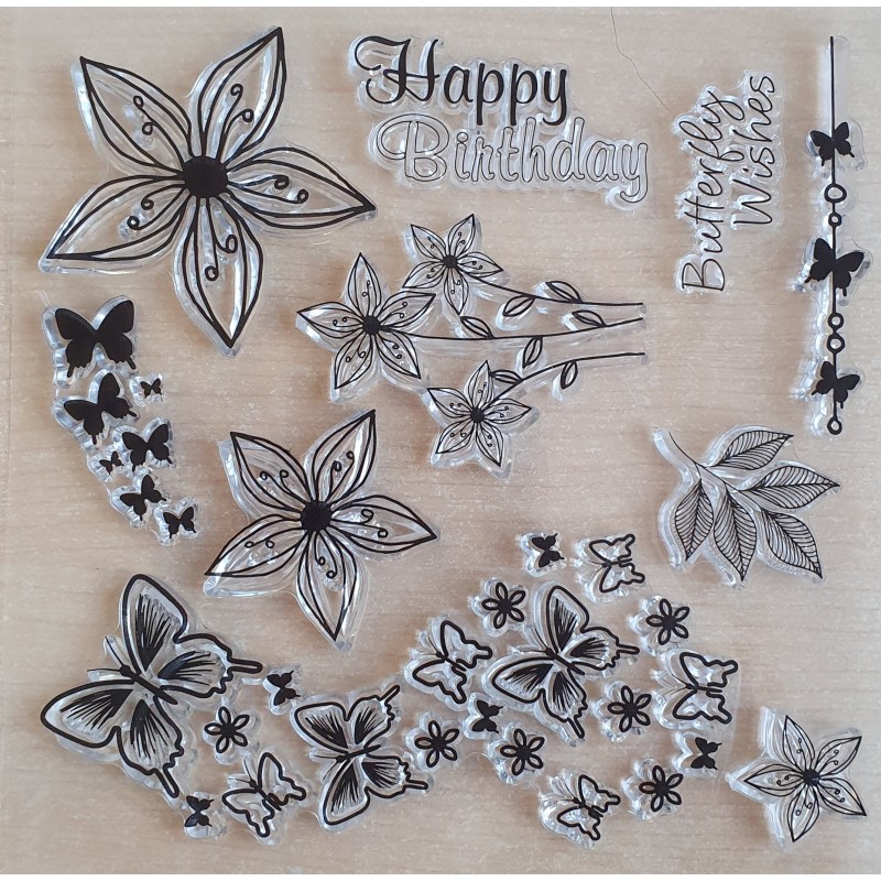 Clear Stamps Blume/Schmetterlinge