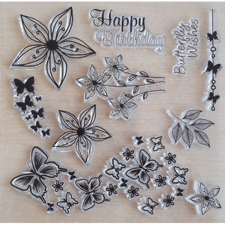 Clear Stamps Blume/Schmetterlinge