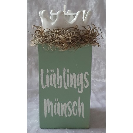 Teelicht Halter Liäblings Mänsch mint
