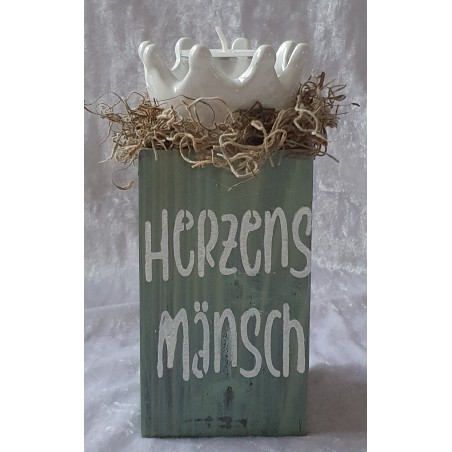 Teelicht Halter Herzens Mänsch mint