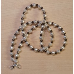 Gesichtsmasken- Halterungs-Kette weiss/grau