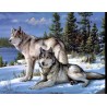 3D Pixel Bild Wölfe