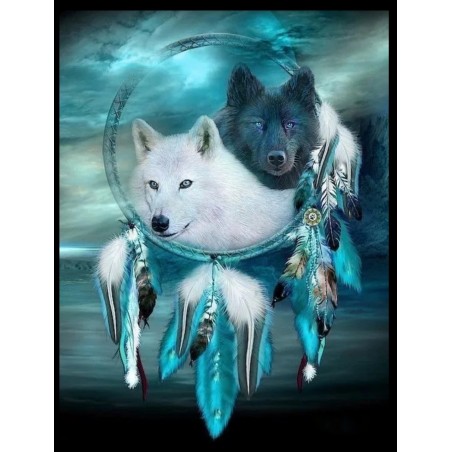 3D Diamant Pixel Bild Wolf