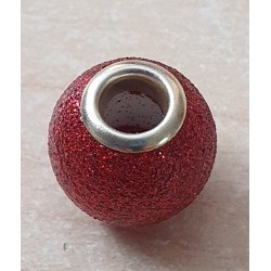 Grossloch Perle rot/glitzer