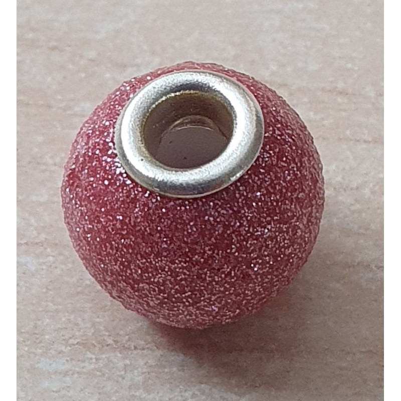 Grossloch Perle rosa/glitzer