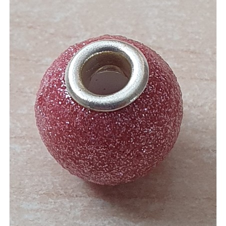 Grossloch Perle rosa/glitzer