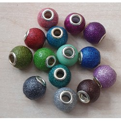 Grossloch Perle mint/glitzer