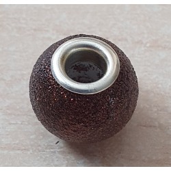 Grossloch Perle braun/glitzer