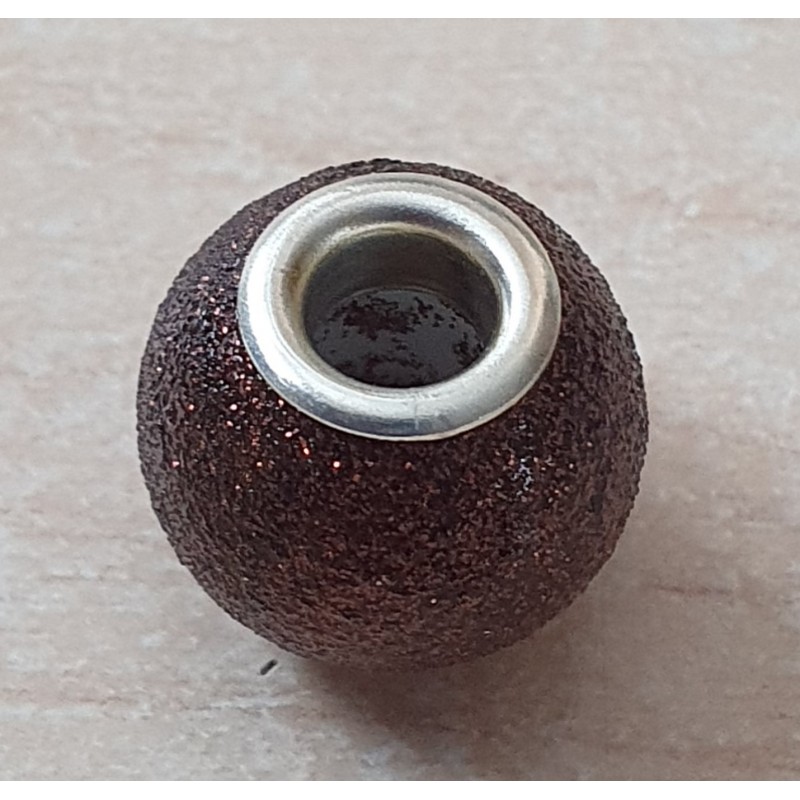 Grossloch Perle braun/glitzer