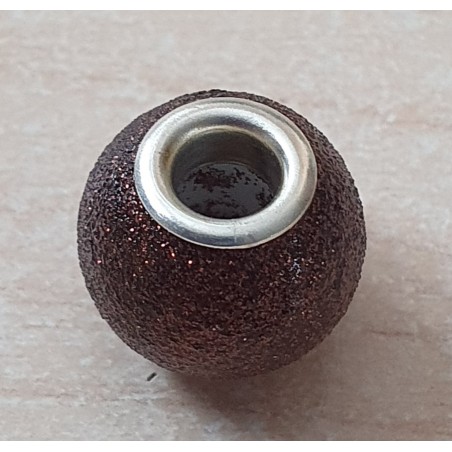 Grossloch Perle braun/glitzer