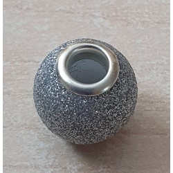 Grossloch Perle silber/glitzer