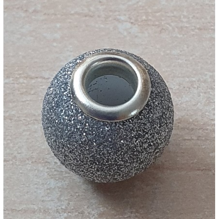 Grossloch Perle silber/glitzer