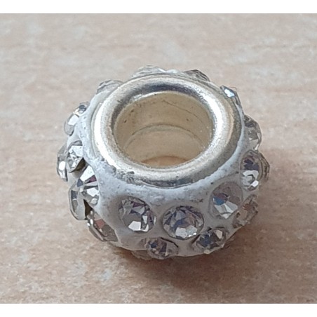 Strass Grossloch Perle weiss