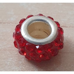 Strass Grossloch Perle rot