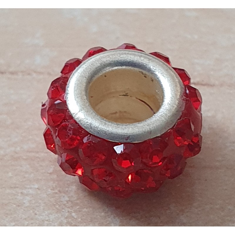 Strass Grossloch Perle rot