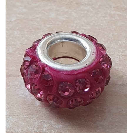 Strass Grossloch Perle magenta