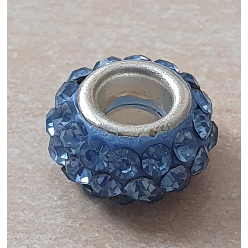 Strass Grossloch Perle hellblau