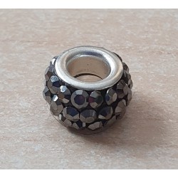 Strass Grossloch Perle grau