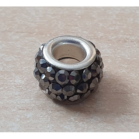 Strass Grossloch Perle grau