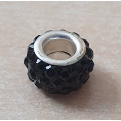 Strass Grossloch Perle schwarz