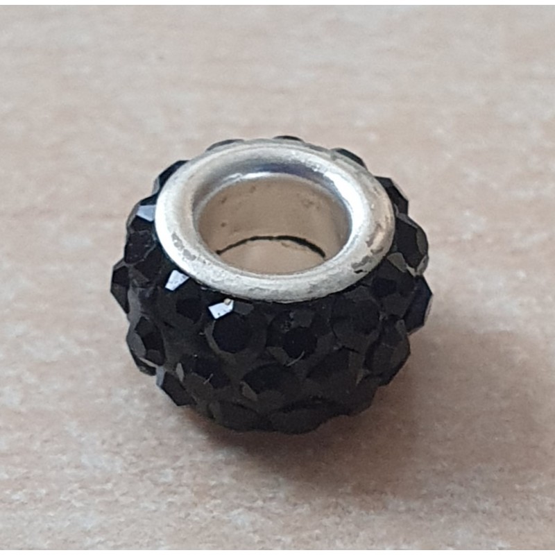 Strass Grossloch Perle schwarz