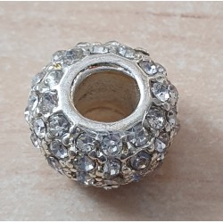 Strass Grossloch Perle silber