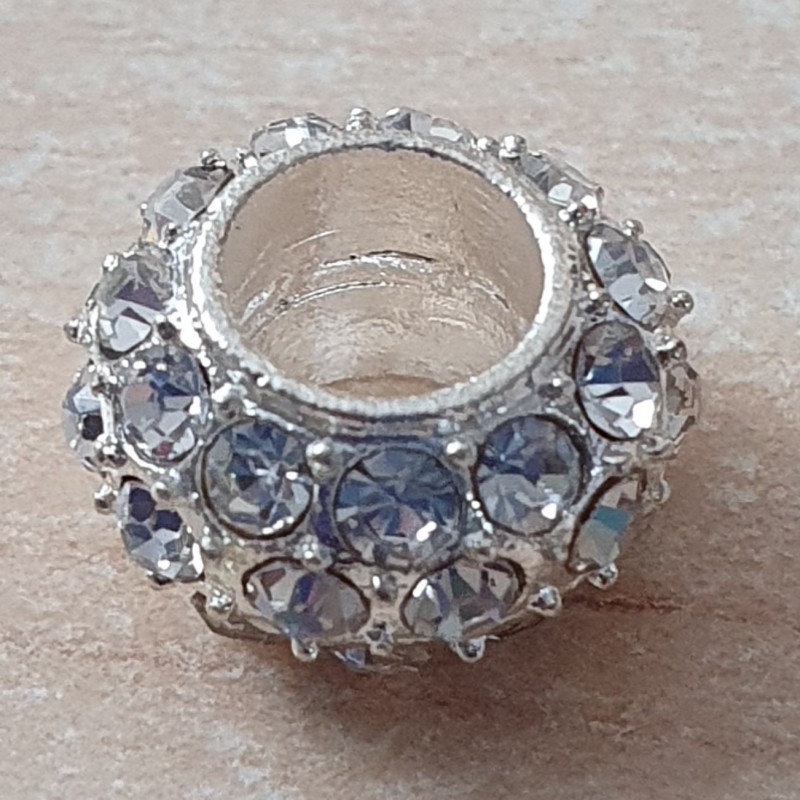 Strass Grossloch Perle silber