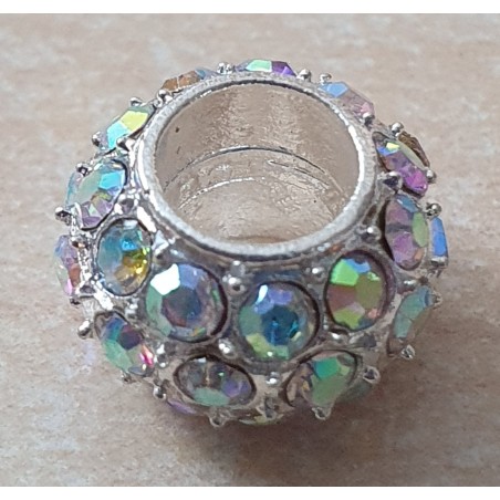 Strass Grossloch Perle regenbogen