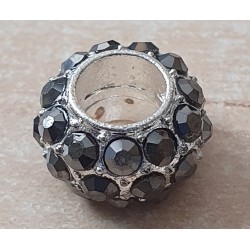 Strass Grossloch Perle anthrazit