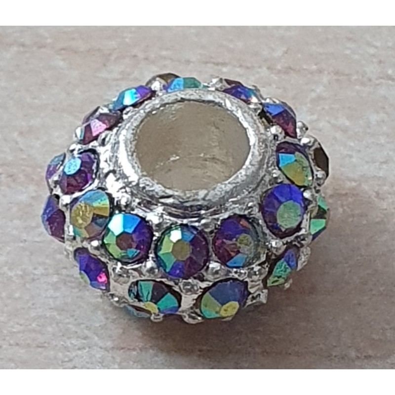 Strass Grossloch Perle regenbogen
