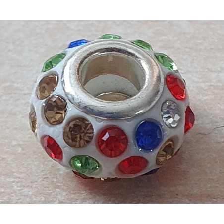 Strass Grossloch Perle bunt