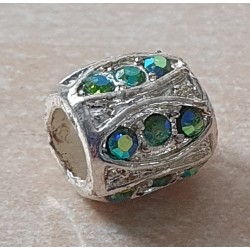 Strass Grossloch Perle grün/blau