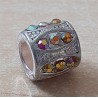 Strass Grossloch Perle rot/orange