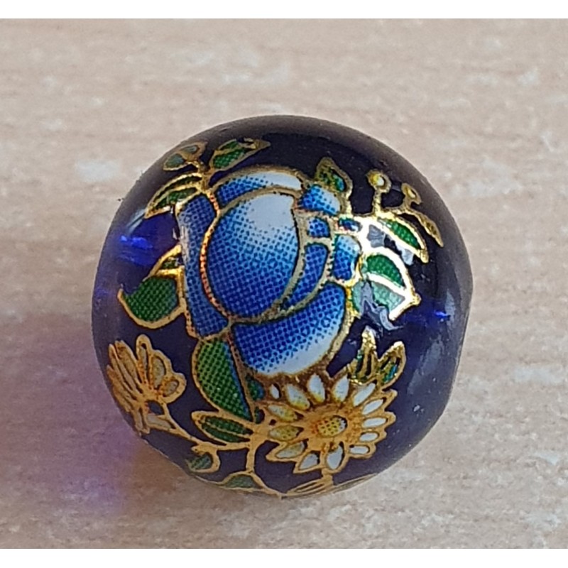 Glasperlen royalblau/gold