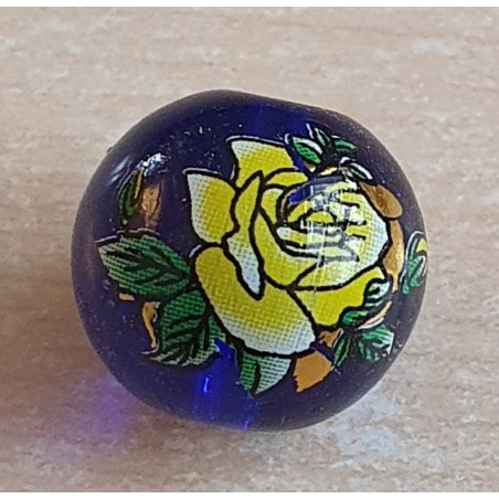 Glasperlen royalblau/gelb