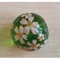 Glasperlen grün/weiss-gold