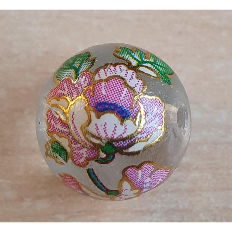 Glasperlen transparent/rosa