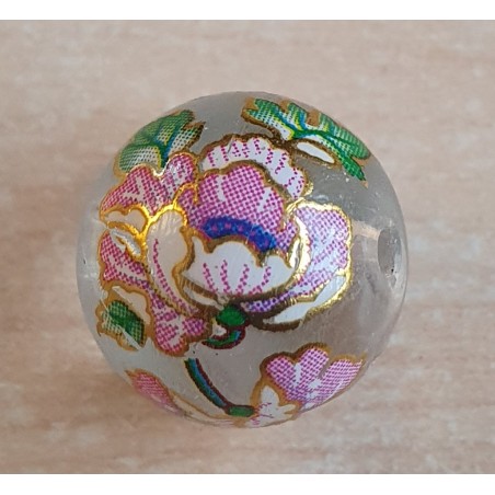 Glasperlen transparent/rosa