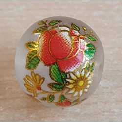 Glasperlen transparent/rot-gold