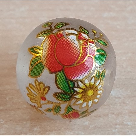 Glasperlen transparent/rot-gold