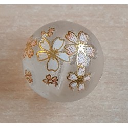 Glasperlen transparent/weiss-gold