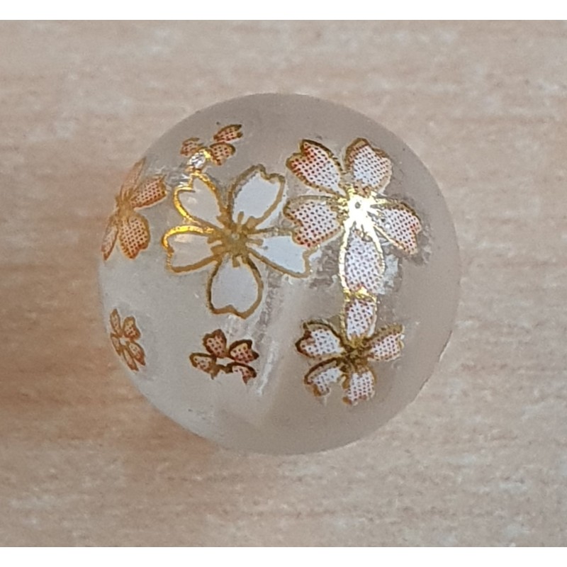 Glasperlen transparent/weiss-gold