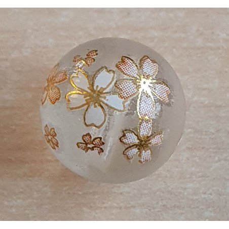 Glasperlen transparent/weiss-gold