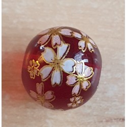 Glasperlen rot/weiss-gold